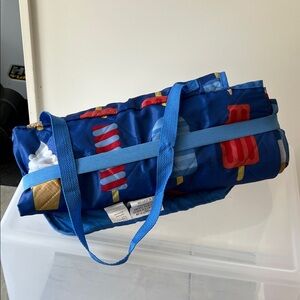 Blue Ice Cream Print Beach Blanket Tote Bag